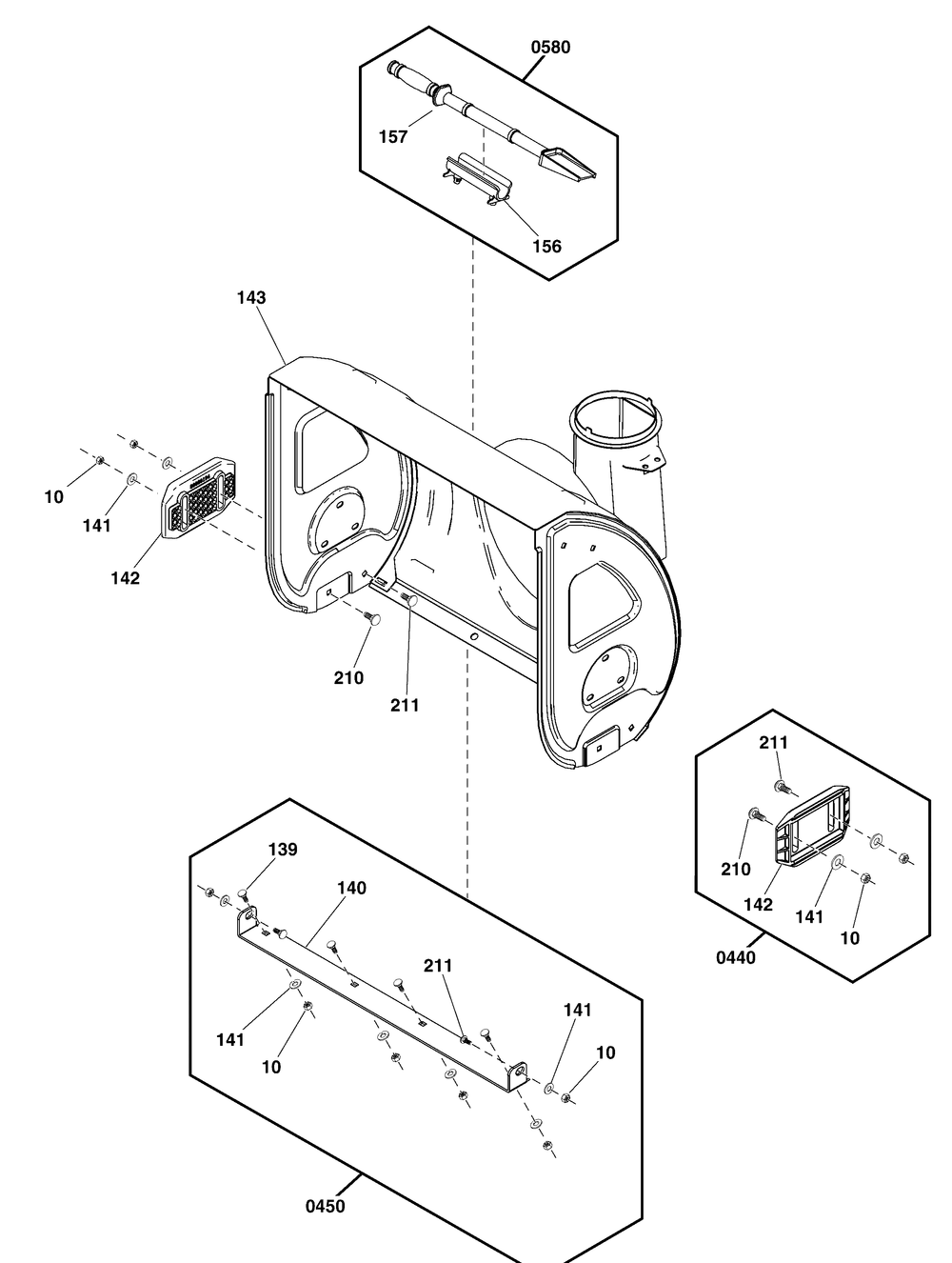 Auger Housing Group Diagram and Parts List for 1696610-03-1024 2019 Briggs and Stratton Snow Blower